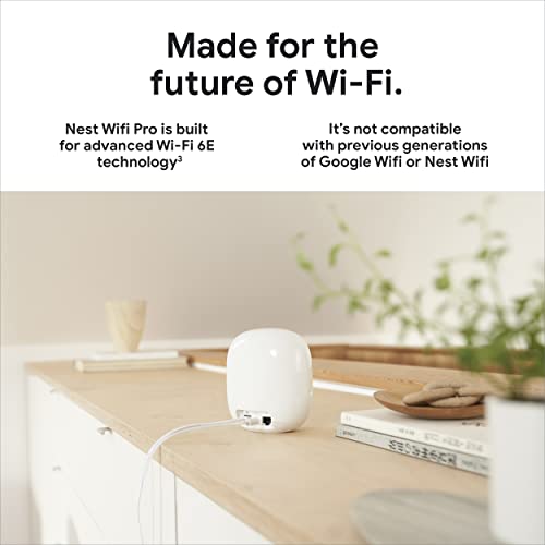 Google Nest WiFi Pro - 6E - Reliable Home Wi-Fi System with Fast Speed and Whole Home Coverage - Mesh Router - 3 Pack - Snow