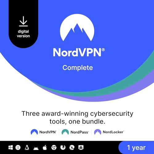 NordVPN Complete - 1-Year - VPN & Cybersecurity Software Bundle — Block Online Threats, Manage Passwords, and Store Files in Secure Cloud Storage - PC/Mac/Mobile [Online Code]