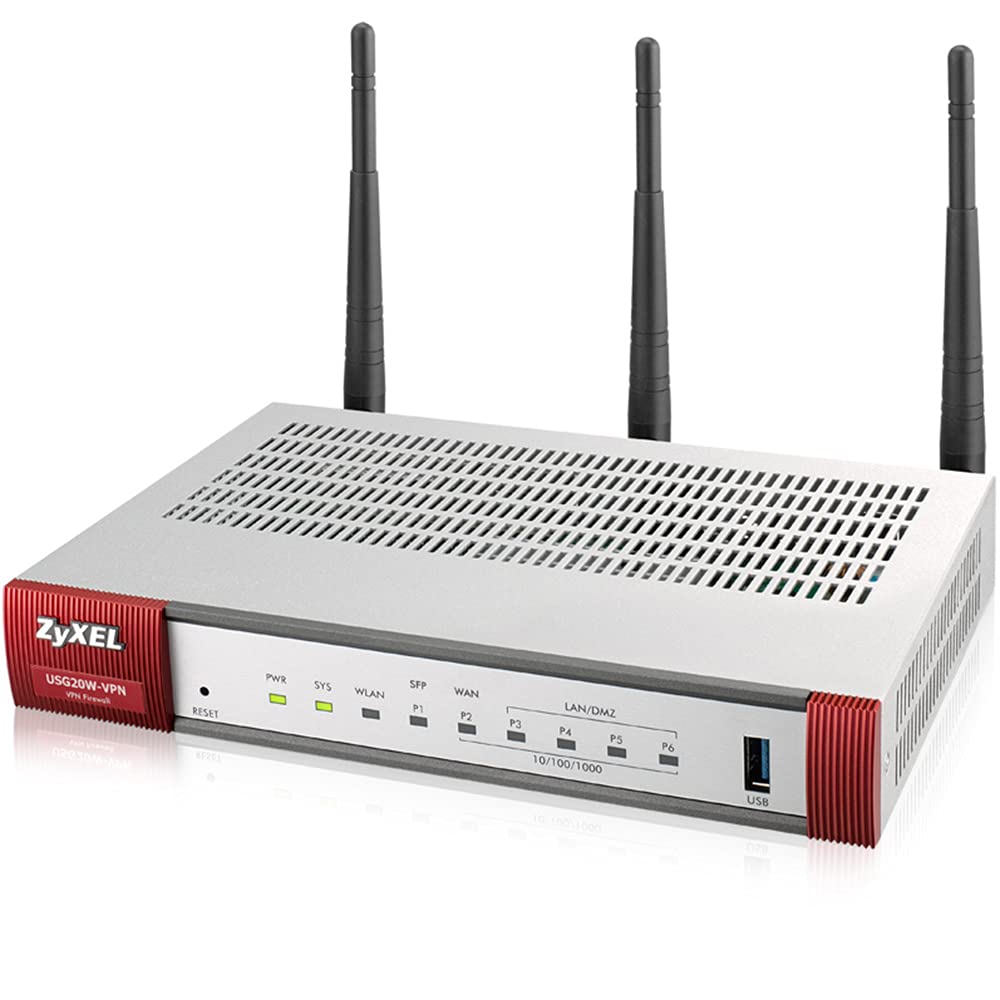 ZyXEL Next Generation VPN Firewall with 1 WAN, 1 SFP, 4 LAN/DMZ Gigabit Ports and 802.11ac/n WiFi [USG20W-VPN]