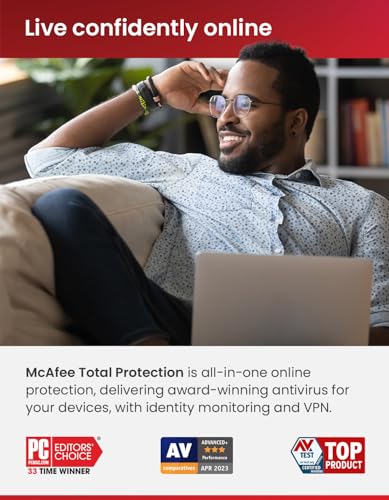 McAfee Total Protection 2024 | 5 Device | Cybersecurity Software Includes Antivirus, Secure VPN, Password Manager, Dark Web Monitoring | Download