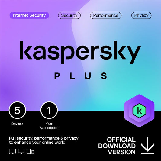 Kaspersky Plus Internet Security 2024 | 5 Devices | 1 Year | Anti-Phishing and Firewall | Unlimited VPN | Password Manager | Online Banking Protection | PC/Mac/Mobile | Online Code