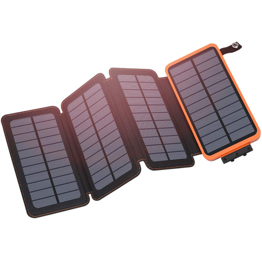 Solar Charger 25000mAh, Hiluckey Outdoor USB C Portable Power Bank with 4 Solar Panels, 3A Fast Charge External Battery Pack with 3 USB Outputs Compatible with Smartphones, Tablets, etc.